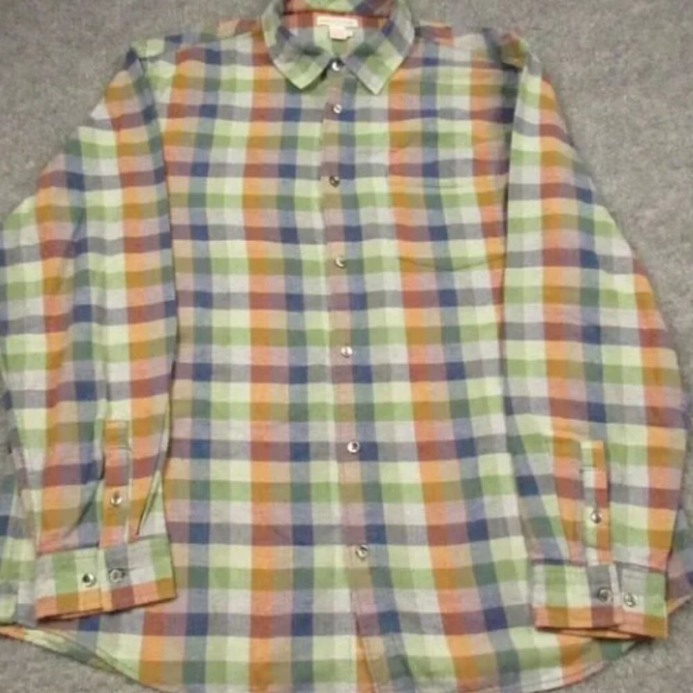 Carbon2Cobalt Shirt Mens Large Check Plaid Unbrushed Flannel‎ Effortlessly Cool